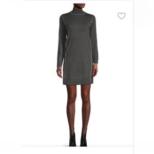 Max Studio Highneck Sweater Dress- Charcoal.  Size Large